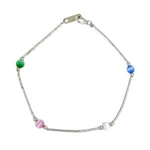 Vintage Jordan Liquid Sterling Silver 925 Simulated Cat's Eye Bracelet 7"